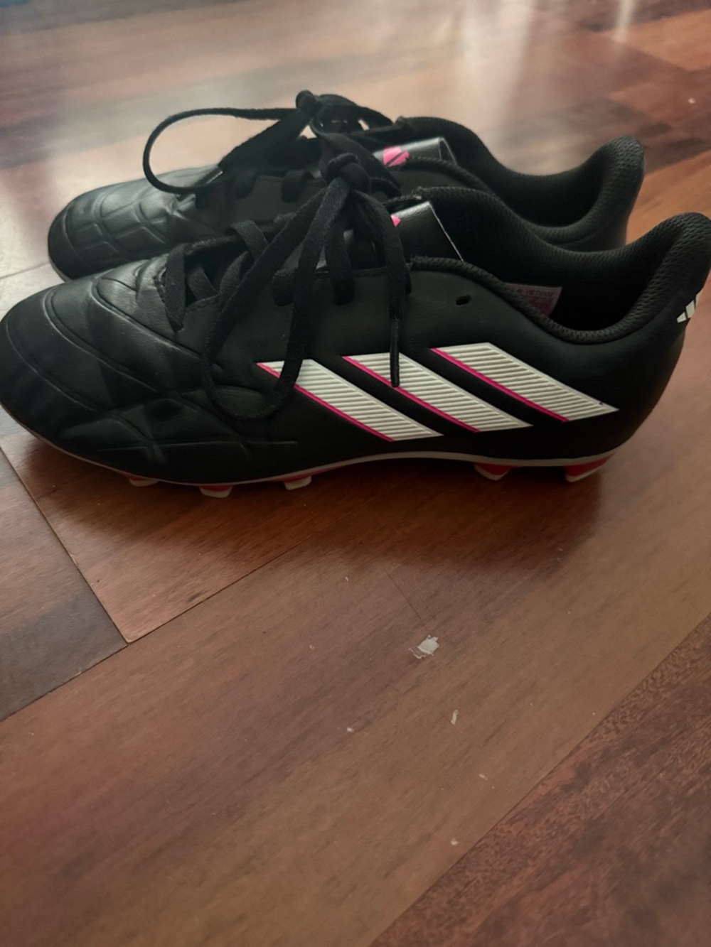adidas Black Soccer Shoes with Pink and White Accents - Picture 2 of 4